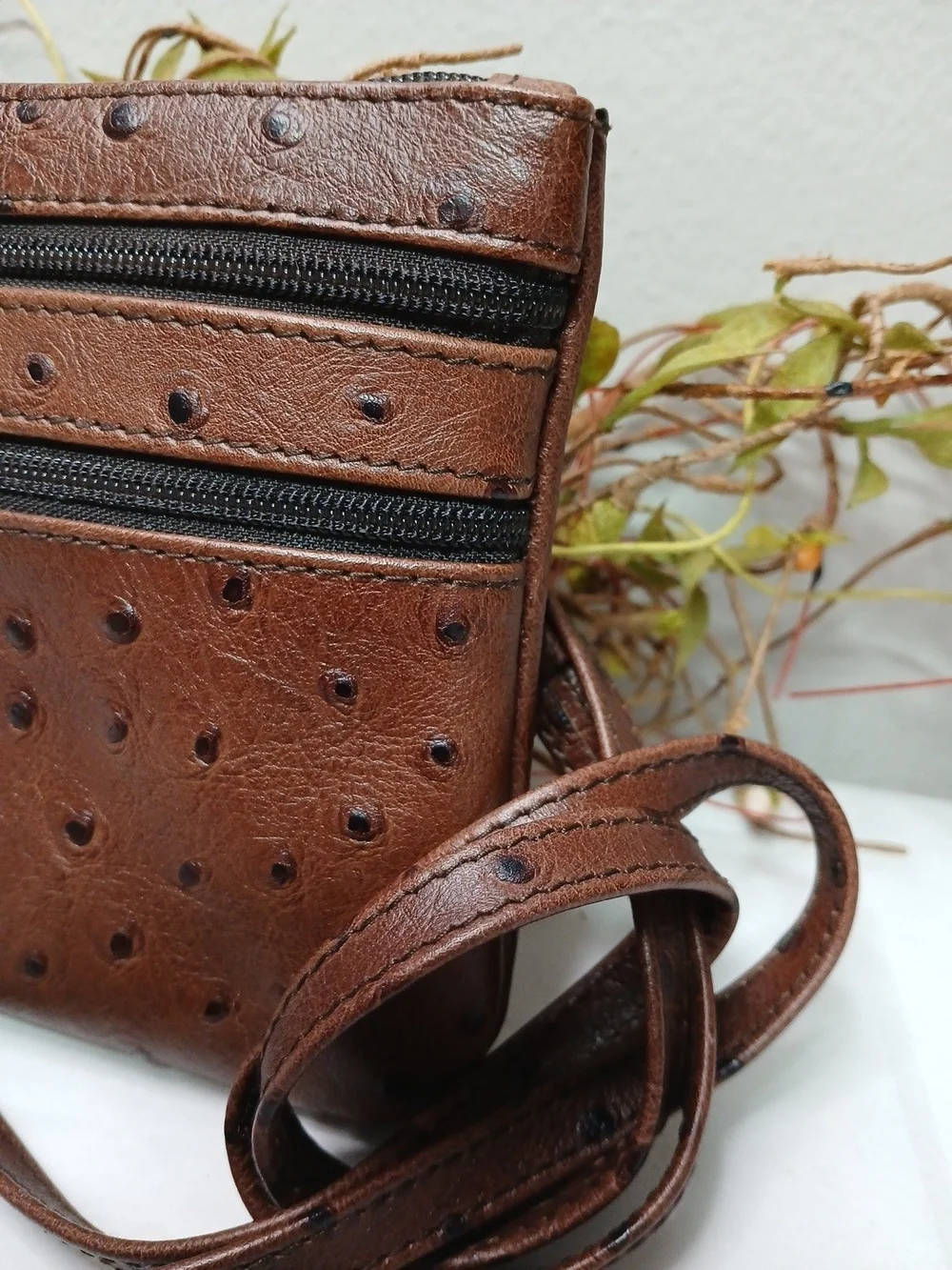 Bottega Fiorentina Petite Crossbody Handbag Clutch Brown Leather NWOT 6.5